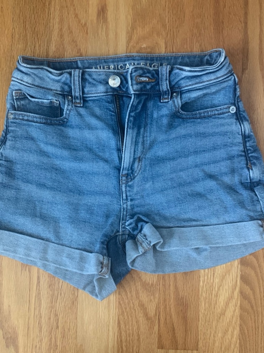 American Eagle Outfitters Light Blue Cuffed Denim Shorts